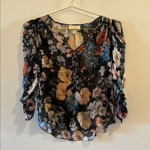 Sheer floral long sleeve top